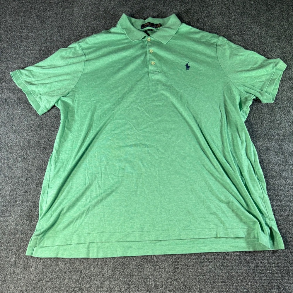 Polo Ralph Lauren Mens XL Classic Fit Heather Green Short Sleeve Polo Shirt